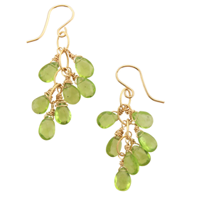 Gemstone Cluster Earrings - Peridot