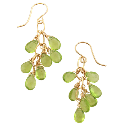 Gemstone Cluster Earrings - Peridot