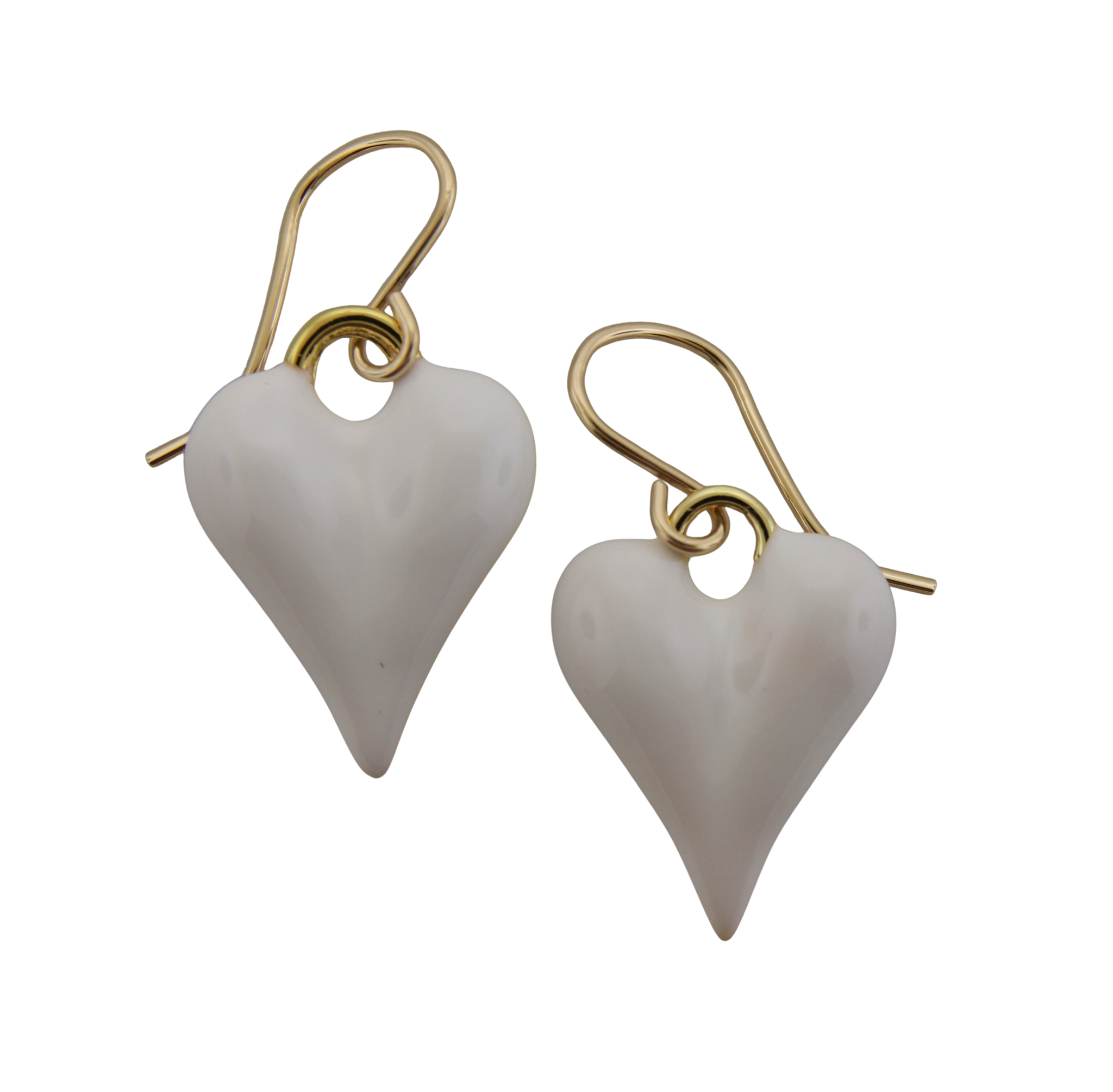 White Heart Earrings