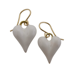 White Heart Earrings