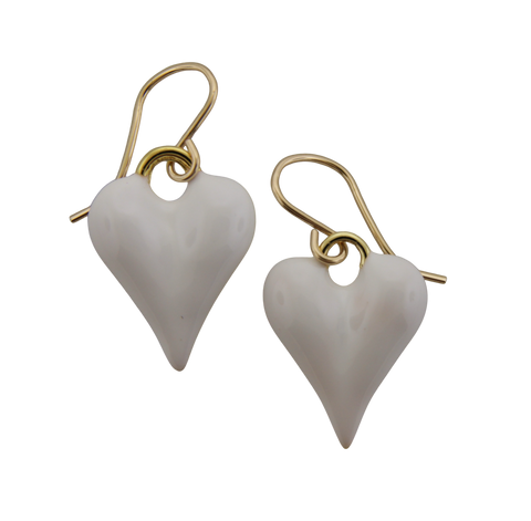 White Heart Earrings