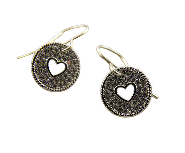 Circle Heart Pave Earrings - CZ