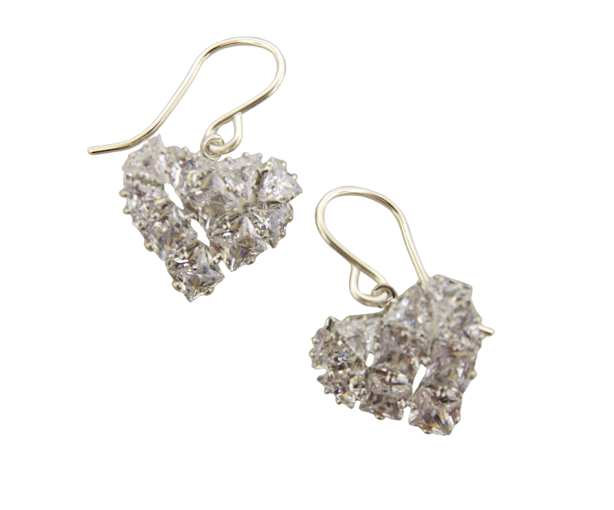 CZ - Sparkle Cube Heart Earrings