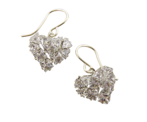 CZ - Sparkle Cube Heart Earrings