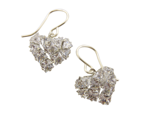 CZ - Sparkle Cube Heart Earrings