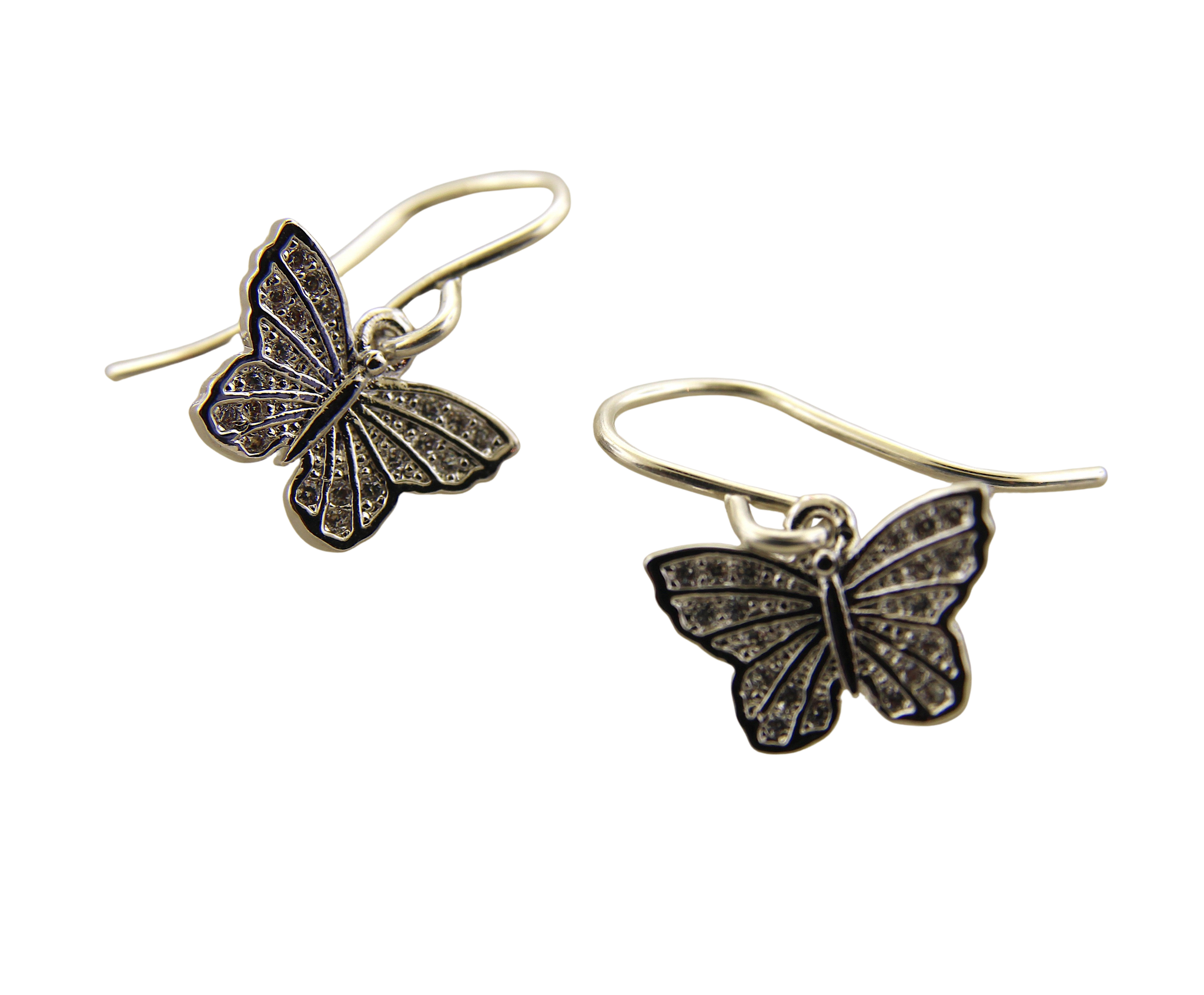 Small Butterfly Charm CZ Earrings