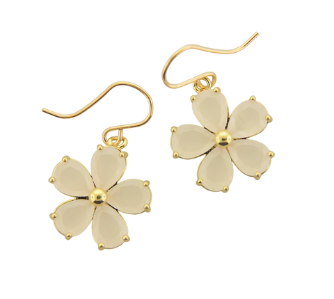 Acrylic Flower Earrings - Pearl White