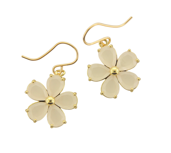 Acrylic Flower Earrings - Pearl White