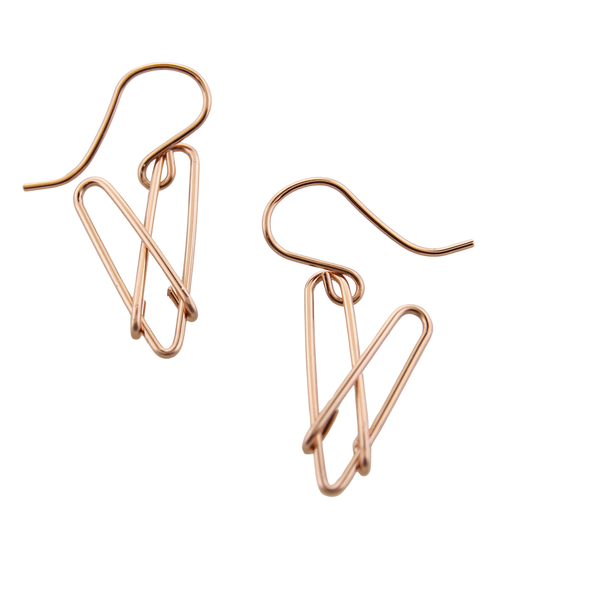 Modern Heart Earrings - Rose Gold-filled - SMALL