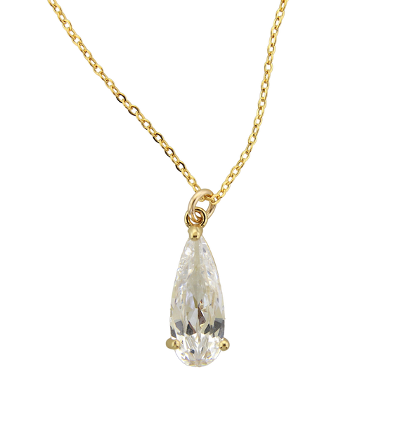 CZ Pear Cut Drop Pendant