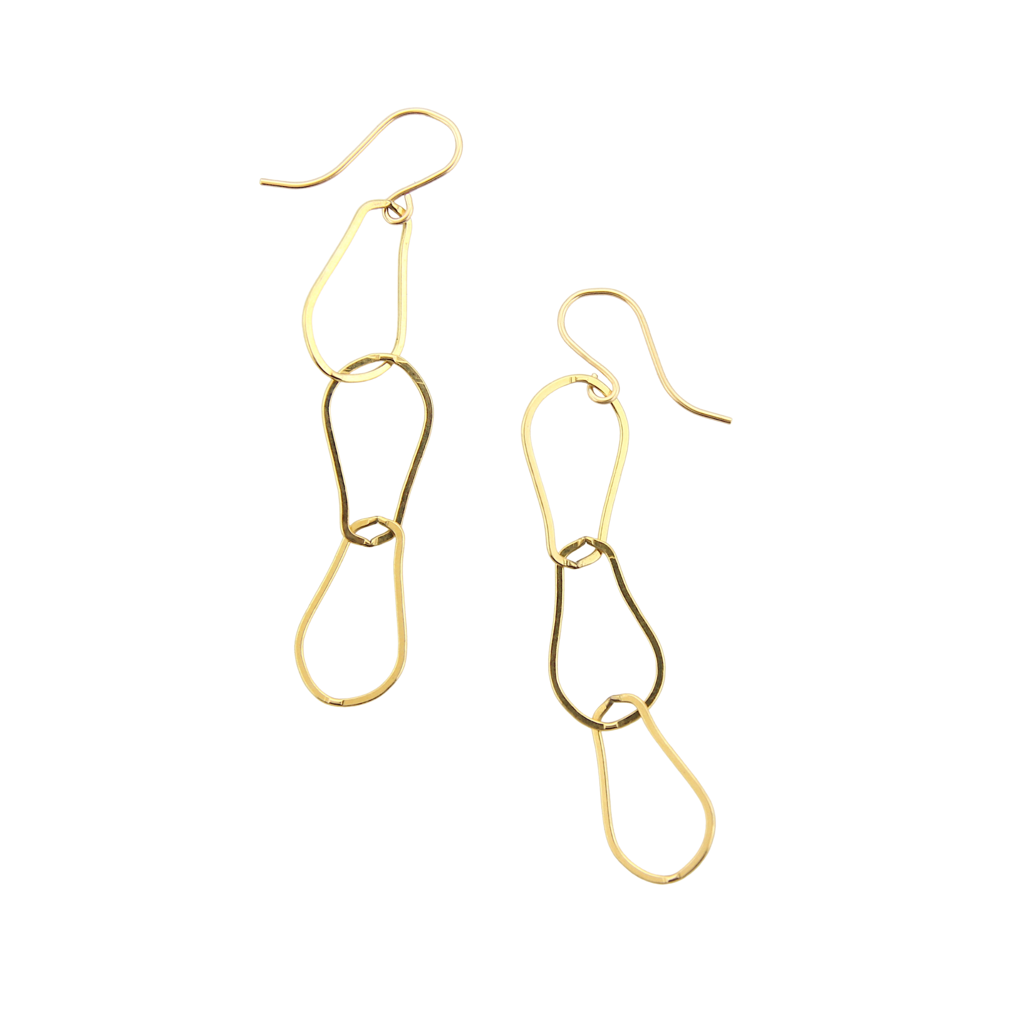 Three Pear Drop Link Earrings - Gold Filled Earrings