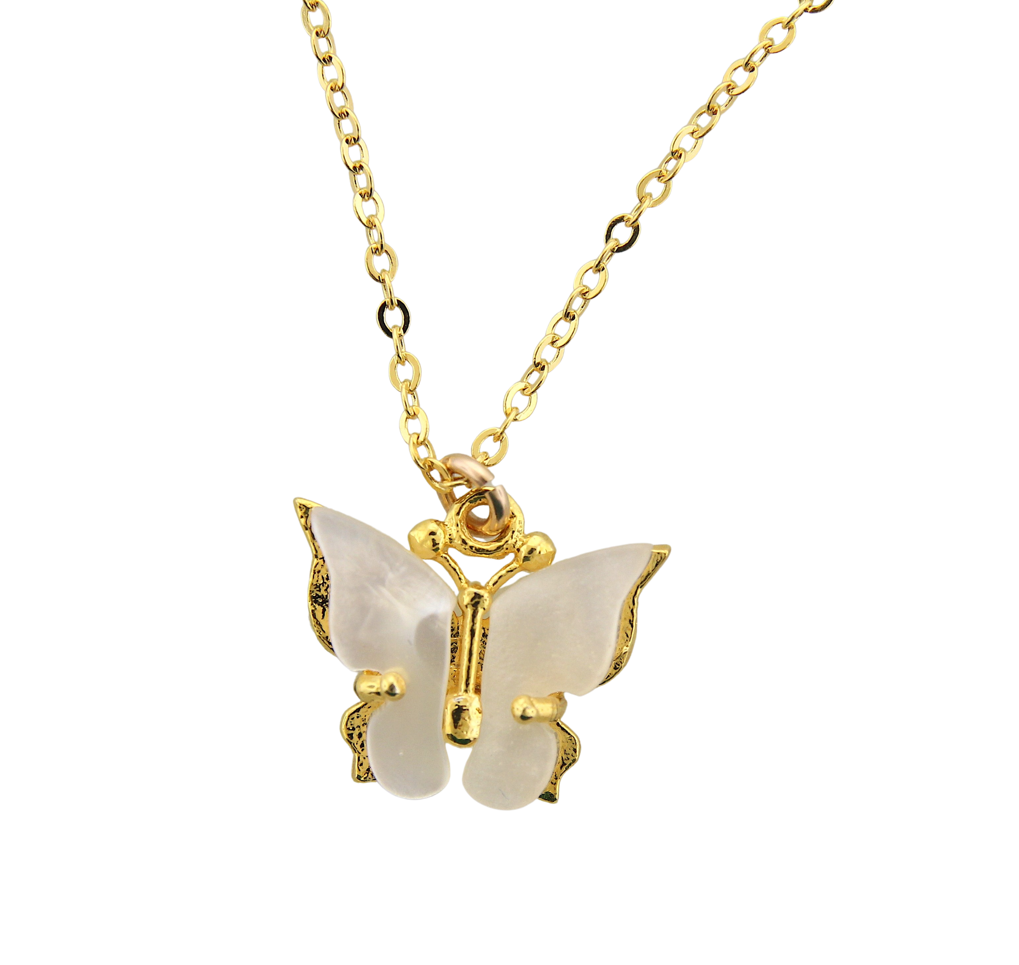 Pearl White Butterfly Necklace