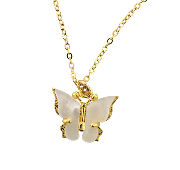 Pearl White Butterfly Necklace