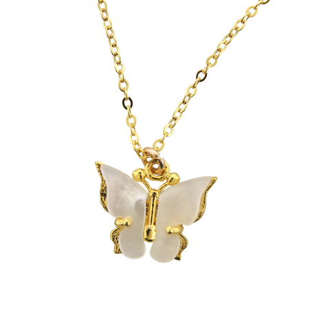 Pearl White Butterfly Necklace