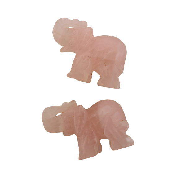 Carved Elephant-  Rose Quartz