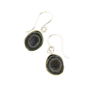 Encased Geode Druzy Earrings - Sterling Silver