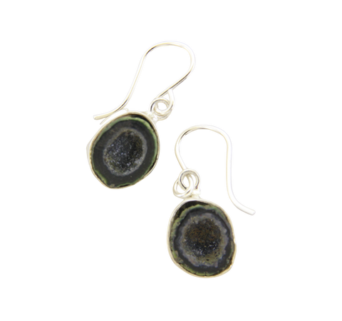 Encased Geode Druzy Earrings - Sterling Silver