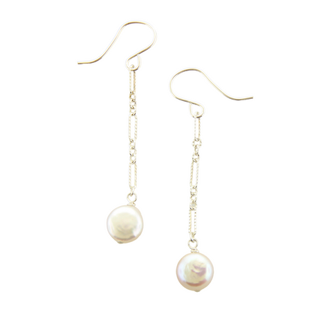 Starlight Silver Earrings - Coin Pearl