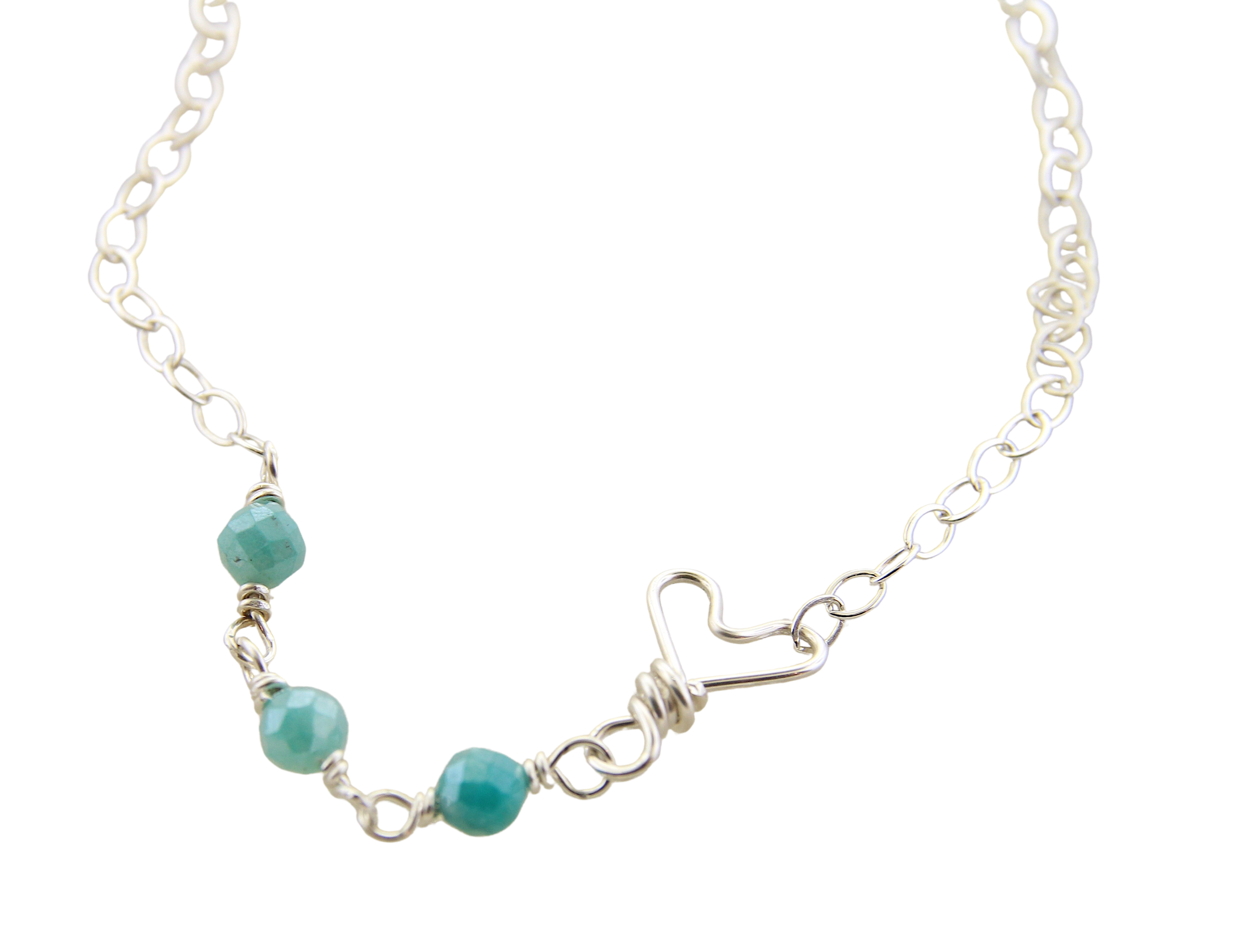 Sweet & Simple Heart Necklace - Sterling Silver & Amazonite