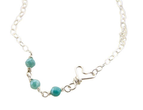 Sweet & Simple Heart Necklace - Sterling Silver & Amazonite