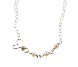 Sweet & Simple Heart Necklace - Sterling Silver & Fresh Water Pearls