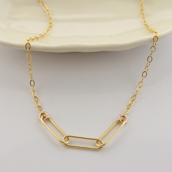 Triple link Necklace - Gold-filled