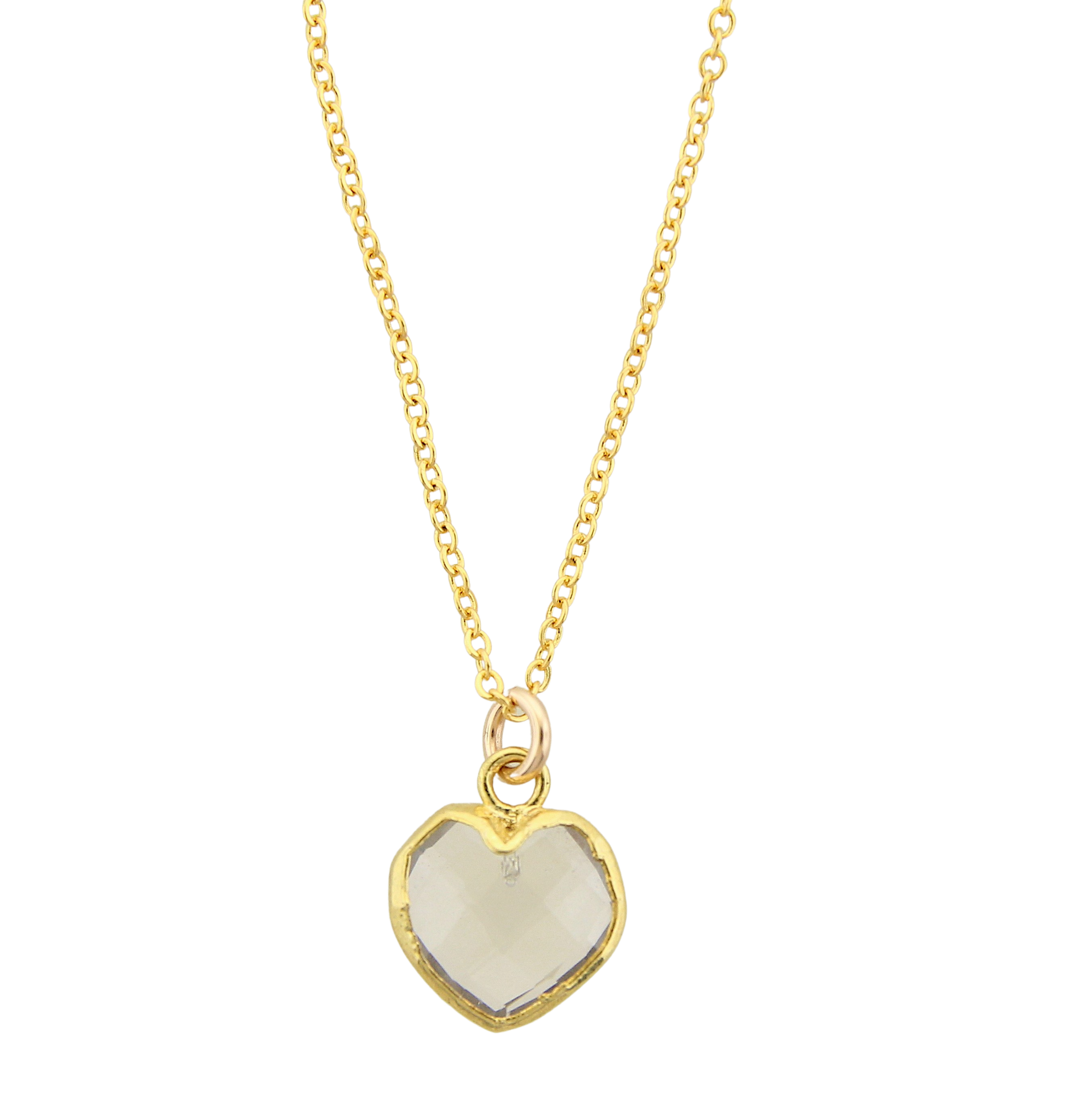 Vermeil Heart Necklace - Crystal Quartz