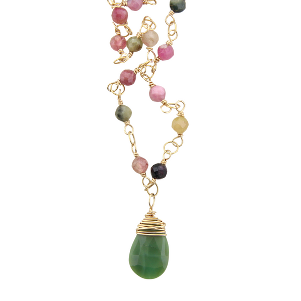 Whimsy Necklace - Tourmaline & Green Chalcedony