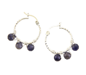 Wrapped Silver Hoops - Iolite