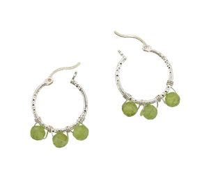 Wrapped Silver Hoops - Peridot
