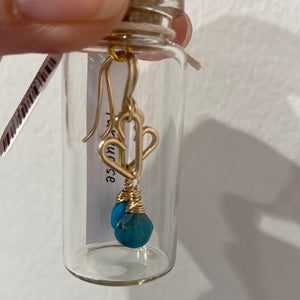 Heart Drop Bottle Earrings - Turqouise - Small