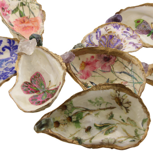 Crystal-Adorned Oyster Shell Trinket Dish