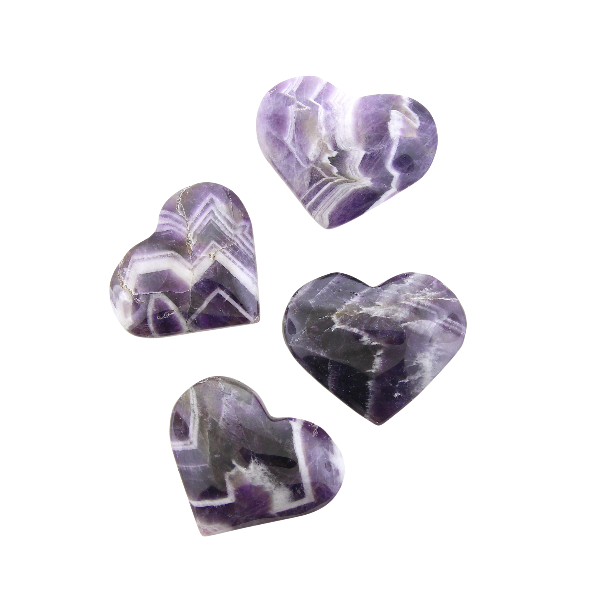 Large Heart Palm Stones - Banded Amethyst