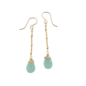 Gemstone Dangle Earrings - Aqua Chalcedony