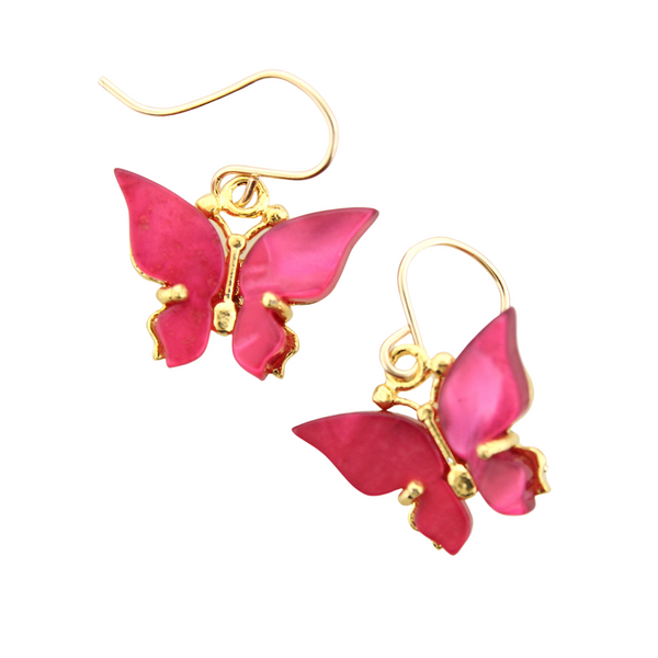 Butterfly Earrings - Dark Pink