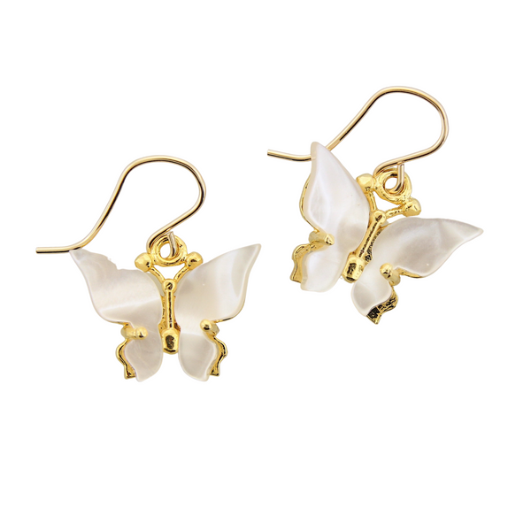 Butterfly Earrings Large - Pearl White