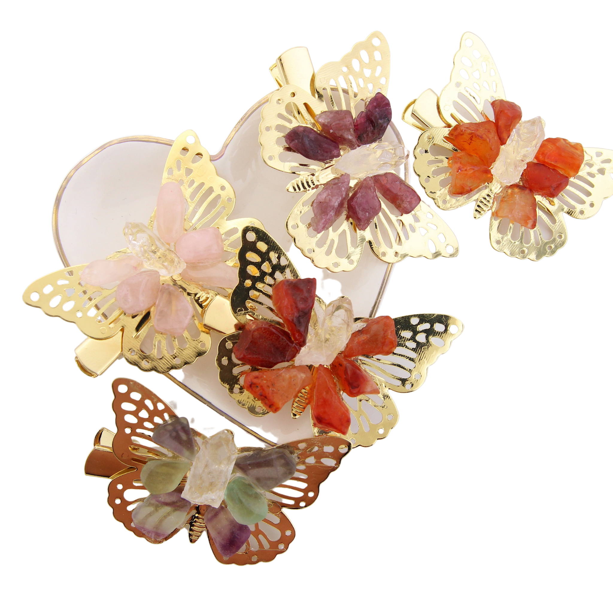 Butterfly Hair Clips Assorted Gold Tone