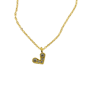 Tiny Off Set Sparkle Heart Necklace