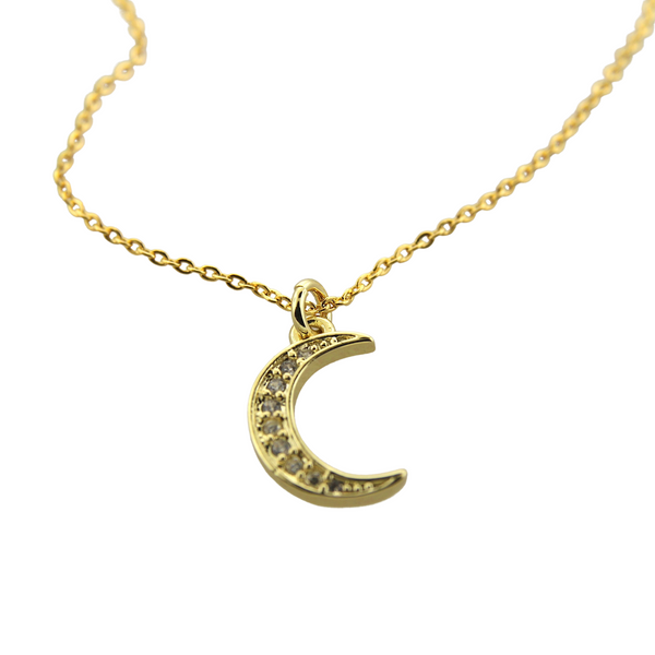 Tiny Sparkle Crescent Moon Necklacep