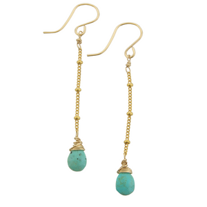 Gemstone Dangle Earrings - African Turquoise