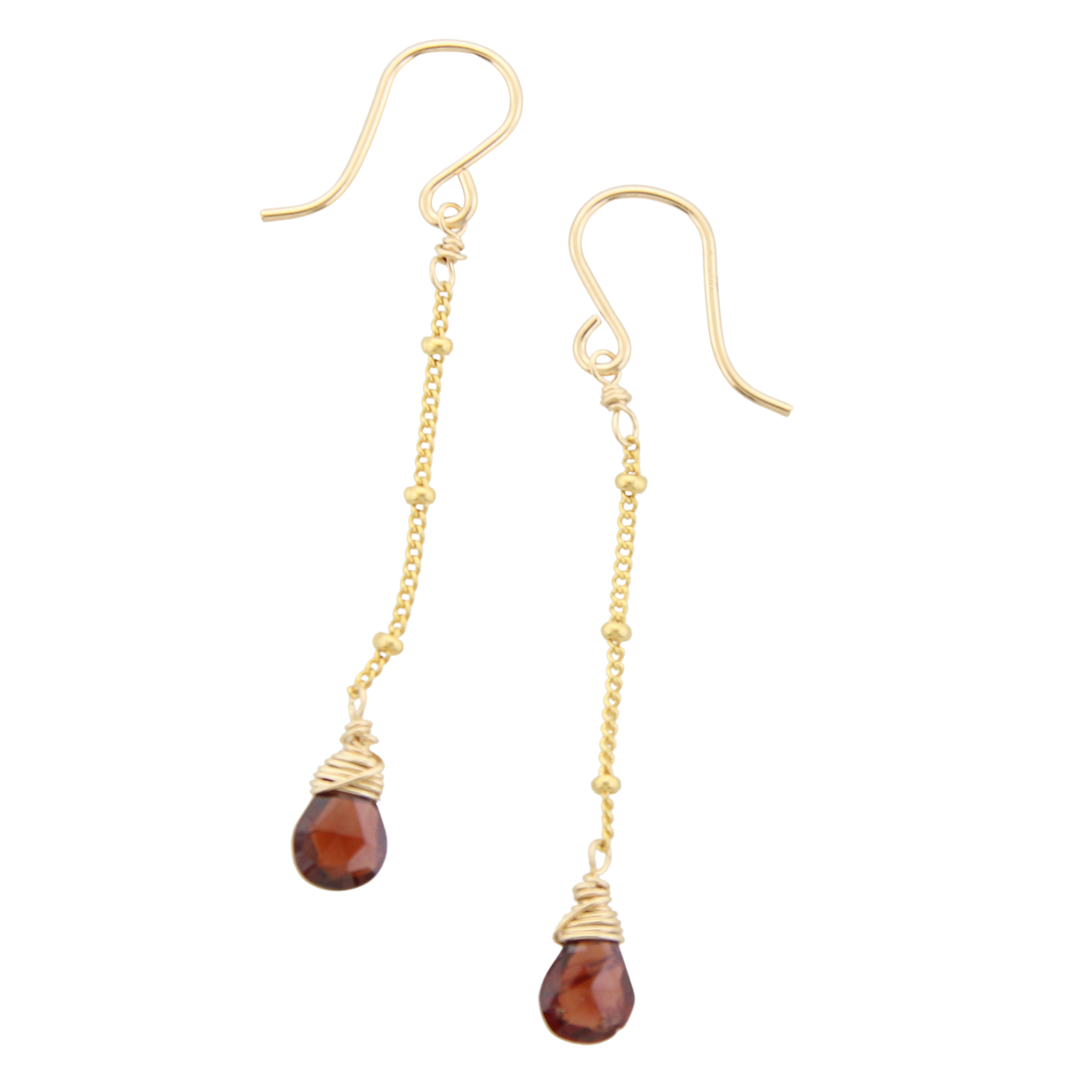 Gemstone Dangle Earrings - Garnet