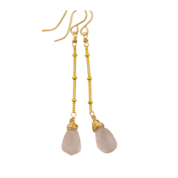 Gemstone Dangle Earrings - Rose Quartz