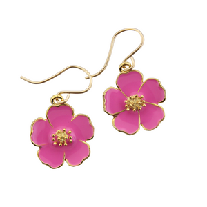 Enamel Flower Earrings - Fuchsia
