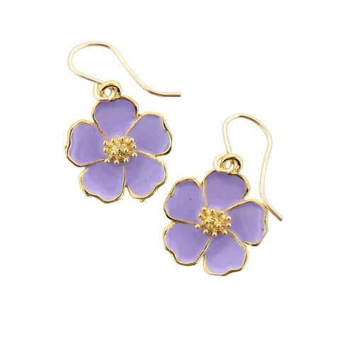 Enamel Flower Earrings - Lilac