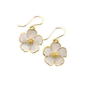 Enamel Flower Earrings - Pearl White
