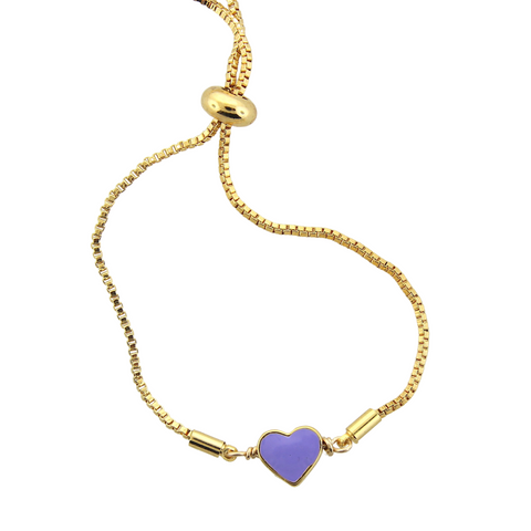 Enamel Heart Bracelet - Lilac