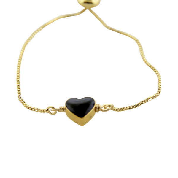 Enamel Heart Bracelet - Black