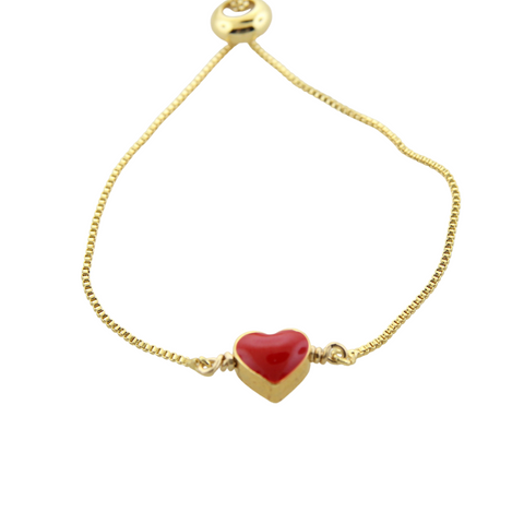 Enamel Heart Bracelet - Red