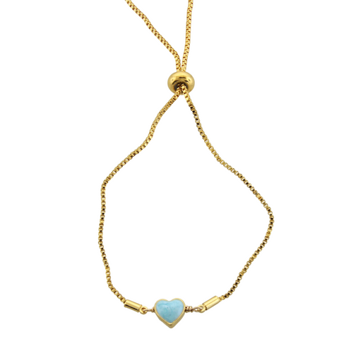 Enamel Heart Bracelet - Turquoise