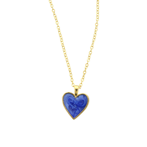 Enamel Heart Pendant - Blue